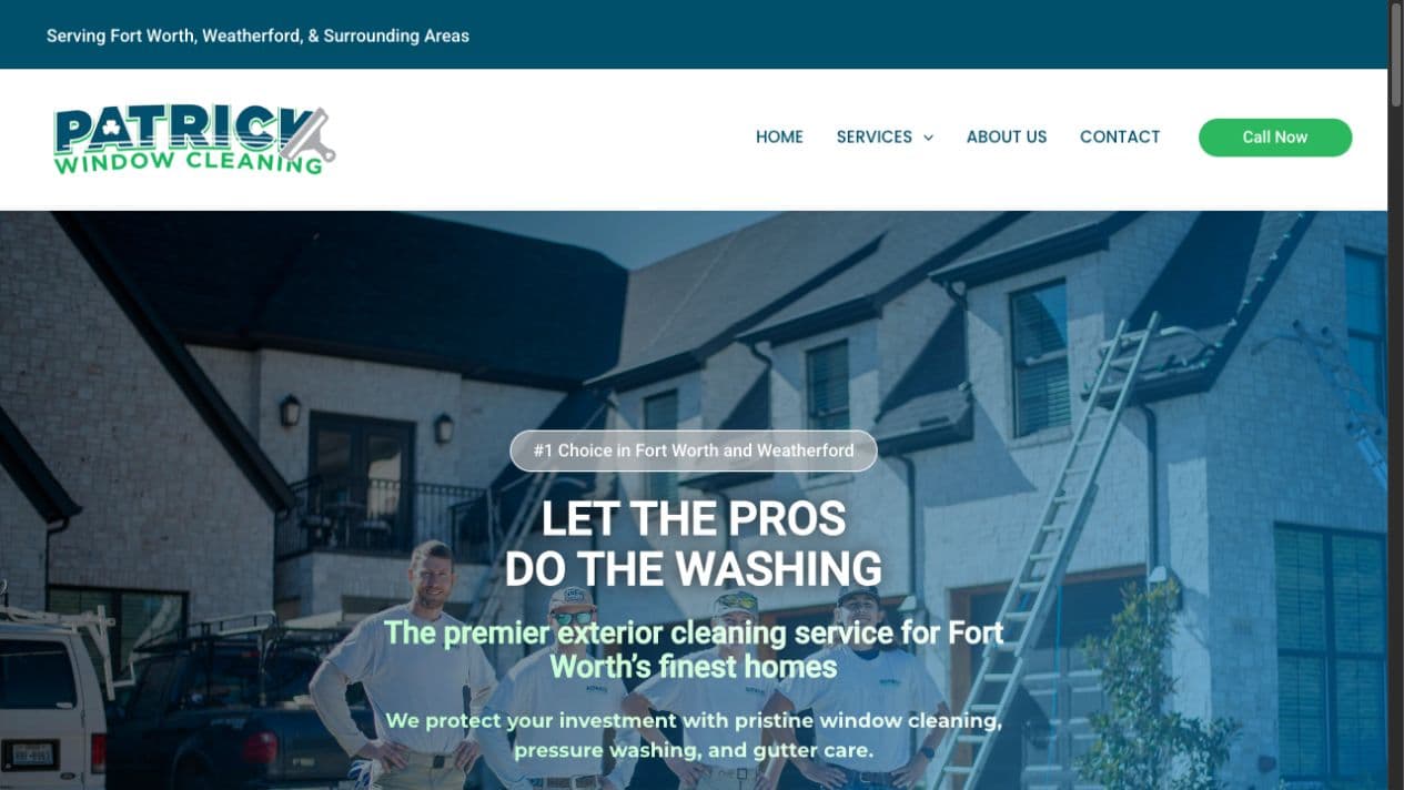Patrick Window Cleaning website homepage